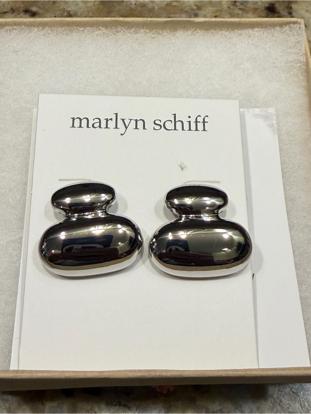 Marlyn Schiff Shiny Silver Pebble Drop Earrings